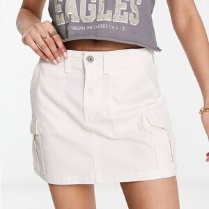 Bershka small cargo mini skirt in ecru